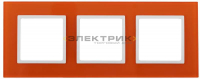 Рамка трехместная универсальная стеклянная оранжевый/белый 14-5103-22 Elegance ЭРА