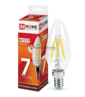 Лампа светодиодная филаментная FL CL С37 7Вт Е14 6500К 630Лм 35х100мм IN HOME