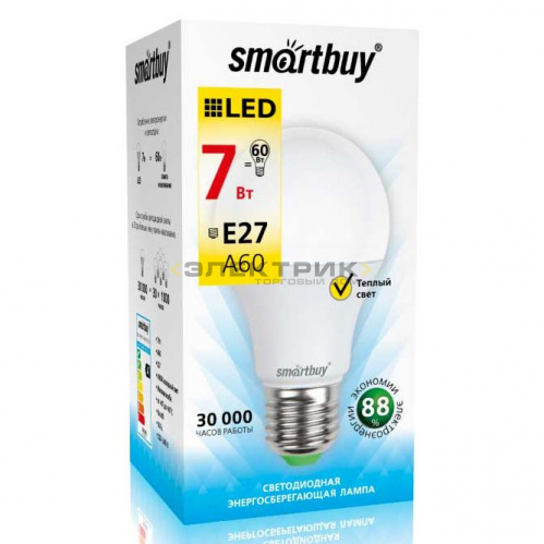 Лампа светодиодная FR А60 7Вт Е27 3000К 560Лм 60х110мм Smartbuy