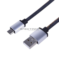 USB кабель microUSB шнур в джинсовой оплетке REXANT