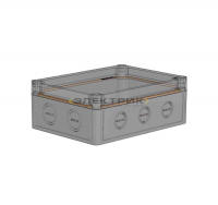 Коробка АБС низкая прозрачная крышка светло-серая 190х140х73мм IP65 HEGEL