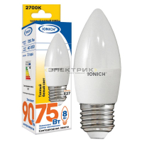 Лампа светодиодная FR С37 8Вт Е27 2700К 720Лм 37x100мм IONICH