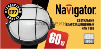 Светильник НПП 60Вт круг с решеткой IP54 черный Navigator