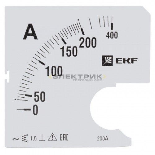Шкала сменная для амперметра A961 200/5А-1.5 PROxima EKF