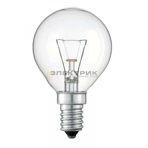 Лампа накаливания ЛОН CL G45 40Вт Е14 400Лм 45х77мм ЛИСМА
