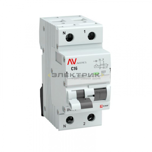 Выключатель автоматический дифференциального тока DVA-6 1Р+N 6А 30мА 6кА хар-ка D тип A AVERES EKF