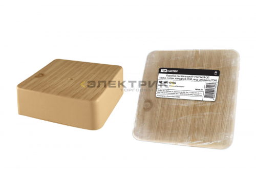 Коробка распаячная КР ОП 75х75х28мм сосна с клемной колодкой индивидуальный штрихкод IP40 TDM