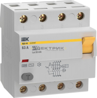 Выключатель дифференциального тока (УЗО) 4п 63А 30мА 6кА тип AC ВД3-63 KARAT IEK