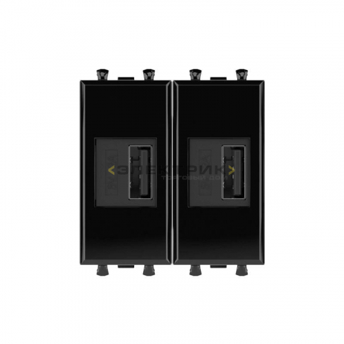 Устройство зарядное USB 2 модуля 2.1А Avanti Черный квадрат DKC