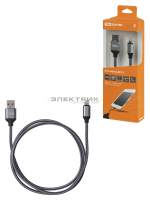 Дата-кабель ДК 12 USB-Lightning 1м тканевая оплетка серый TDM