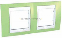 Рамка двухместная горизонтальная зеленое яблоко/белый UNICA Хамелеон Schneider Electric