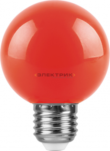Лампа светодиодная красная LB-371 FR G60 3Вт Е27 60х84мм FERON