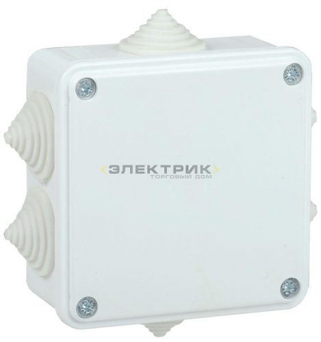 Коробка распаячная ОП КМ 100х100х45 IP44 6 вводов белая IEK