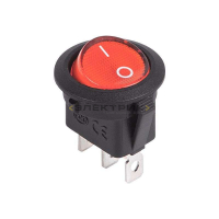 Выключатель клавишный круглый 12В 20А красный с подсветкой REXANT