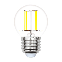 Лампа светодиодная филаментная с шаговым диммированием FL CL G45 5Вт Е27 3000К 420Лм 45х78мм Uniel