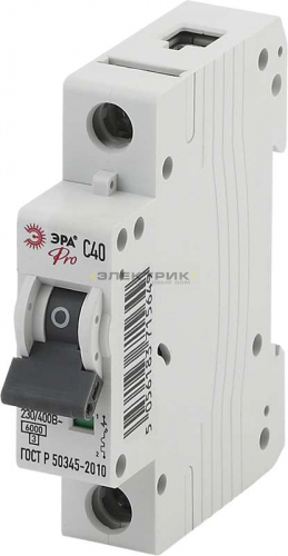 Выключатель автоматический ВА47-63 1P 40А 6кА хар-ка С Pro NO-901-58 ЭРА