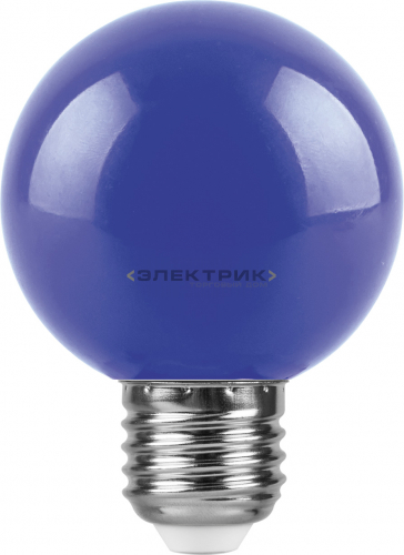 Лампа светодиодная синяя LB-371 FR G60 3Вт Е27 60х84мм FERON