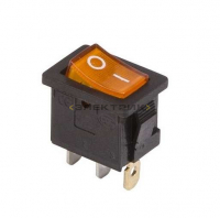 Выключатель клавишный 250В 6А (3с) желтый с подсветкой Mini REXANT