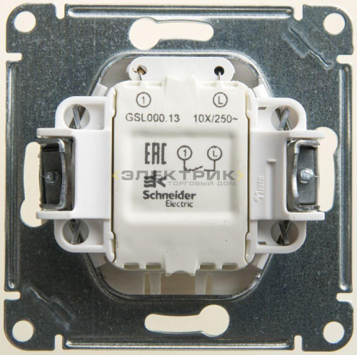 Механизм выключателя одноклавишный с индикацией 10А перламутр GLOSSA Systeme Electric