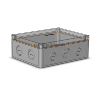 Коробка АБС низкая прозрачная крышка серая пустая 240х190х93мм IP65 HEGEL