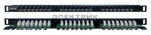 Патч-панель PPHD-19-24-8P8C-C5E-110D высокой плотн. 19дюйм 0.5U 24 порта RJ45 кат.5E Dual IDC Hyperl