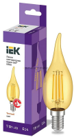 Лампа светодиодная филаментная золото FL CL CW35 7Вт Е14 2700К 840Лм 35х123мм IEK