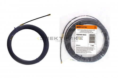 Нейлоновая кабельная протяжка НКП диаметр 4мм длина 10м с наконечниками черная TDM