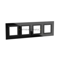 Рамка четырехместная универсальная стеклянная черная Avanti DKC