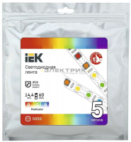 Лента светодиодная многоцветная 14.4Вт/м RGB 12В 60LED/м SMD5050 IP20 (уп.5м) IEK