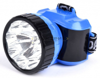 Аккумуляторный налобный фонарь синий 1Вт+8LED 4В 0,5Ач Smartbuy