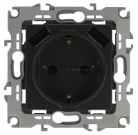 Механизм розетки одноместный с заземлением и шторками 16А + 2хUSB 5В-3А антрацит Эра12 12-4109-05 ЭР