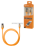 Дата-кабель ДК 15 USB-Lightning 1м силиконовая оплетка оранжевый TDM