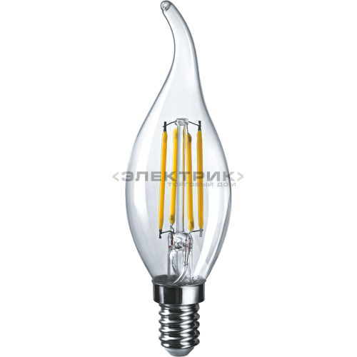 Лампа светодиодная филаментная FL CL CW35 6Вт Е14 2700К 650Лм 35х118мм Navigator