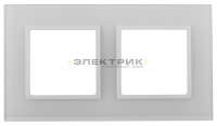 Рамка двухместная универсальная стеклянная белый/белый Elegance 14-5102-01 ЭРА