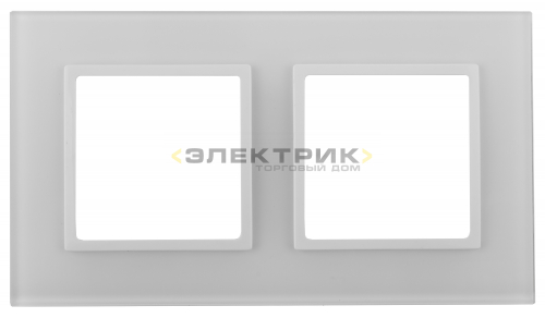 Рамка двухместная универсальная стеклянная белый/белый Elegance 14-5102-01 ЭРА