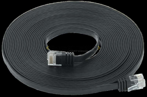 Коммутационный шнур (патч-корд) кат.6 UTP плоский 7м черный ITK