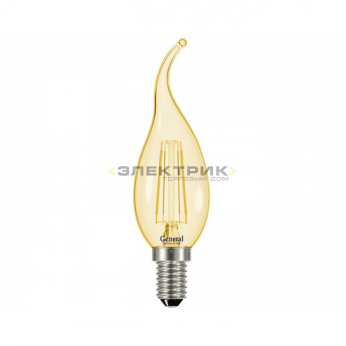 Лампа светодиодная филаментная золото FL CL CW35 7Вт Е14 2700К 430Лм 35х118мм GENERAL