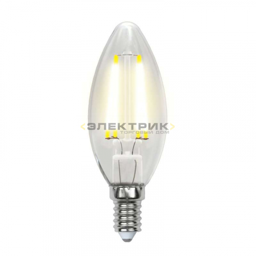 Лампа светодиодная диммируемая филаментная FL CL C35 5Вт Е14 3000К 450Лм 35х100мм Uniel