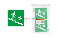 Знак "Направление к эвакуационному выходу по лестнице направо вниз" 150х150мм (кратно 10шт) TDM