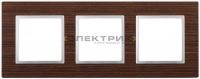 Рамка трехместная универсальная деревянная венге/алюминий 14-5303-10 Elegance ЭРА