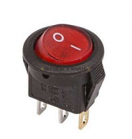 Выключатель клавишный круглый 250В 3А (3с) красный с подсветкой Micro REXANT