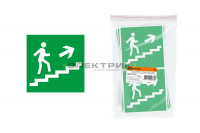 Знак "Направление к эвакуационному выходу по лестнице направо вверх" 150х150мм (уп.10шт) TDM