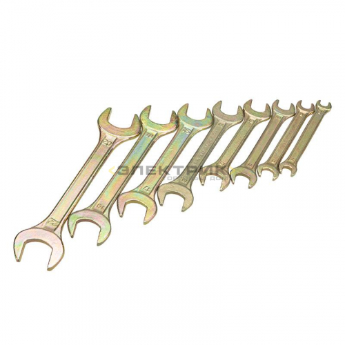 Набор ключей гаечных рожковых желтый цинк 8 шт (6х7-20х22мм) (уп.8шт) REXANT