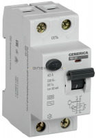 Выключатель дифференциального тока УЗО ВД1-63 2P 40А 30мА тип AC GENERICA IEK