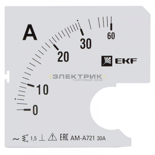 Шкала сменная для амперметра A721 30/5А-1.5 PROxima EKF