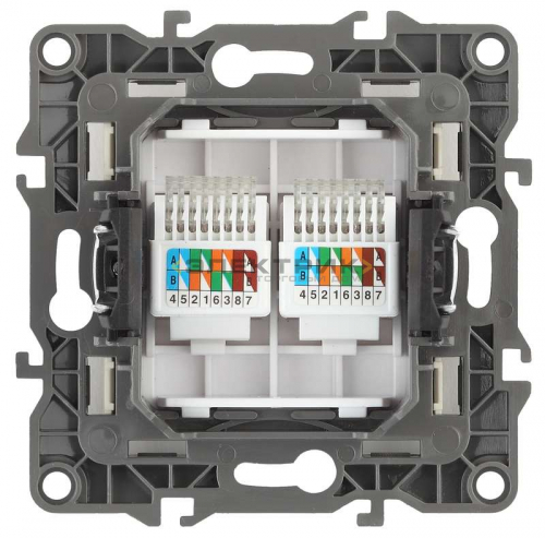 Розетка компьютерная двухместная скрытая 2хRJ45 перламутр 12-3108-15 ЭРА