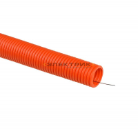 Труба гофрированная тяжелая ПНД d40мм с зондом оранжевая (уп.15м) IEK