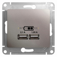Механизм розетки USB двухместный 5В/2100мА 2х5В/1050мА платина GLOSSA Systeme Electric