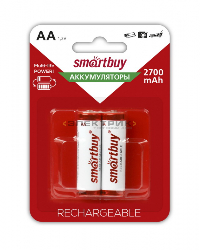Аккумулятор NiMh AA 2700мАч (блистер 2шт, цена за 1шт) Smartbuy