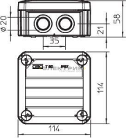 Коробка распаячная T60 влагозащищенная IP 66 114x114x57